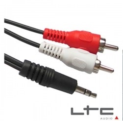 Cavo 1 Spina Jack 3,5mm a 2 Spine RCA Maschio 3mt
